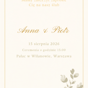 Zaproszenie ślubne - Elegancka Prostota